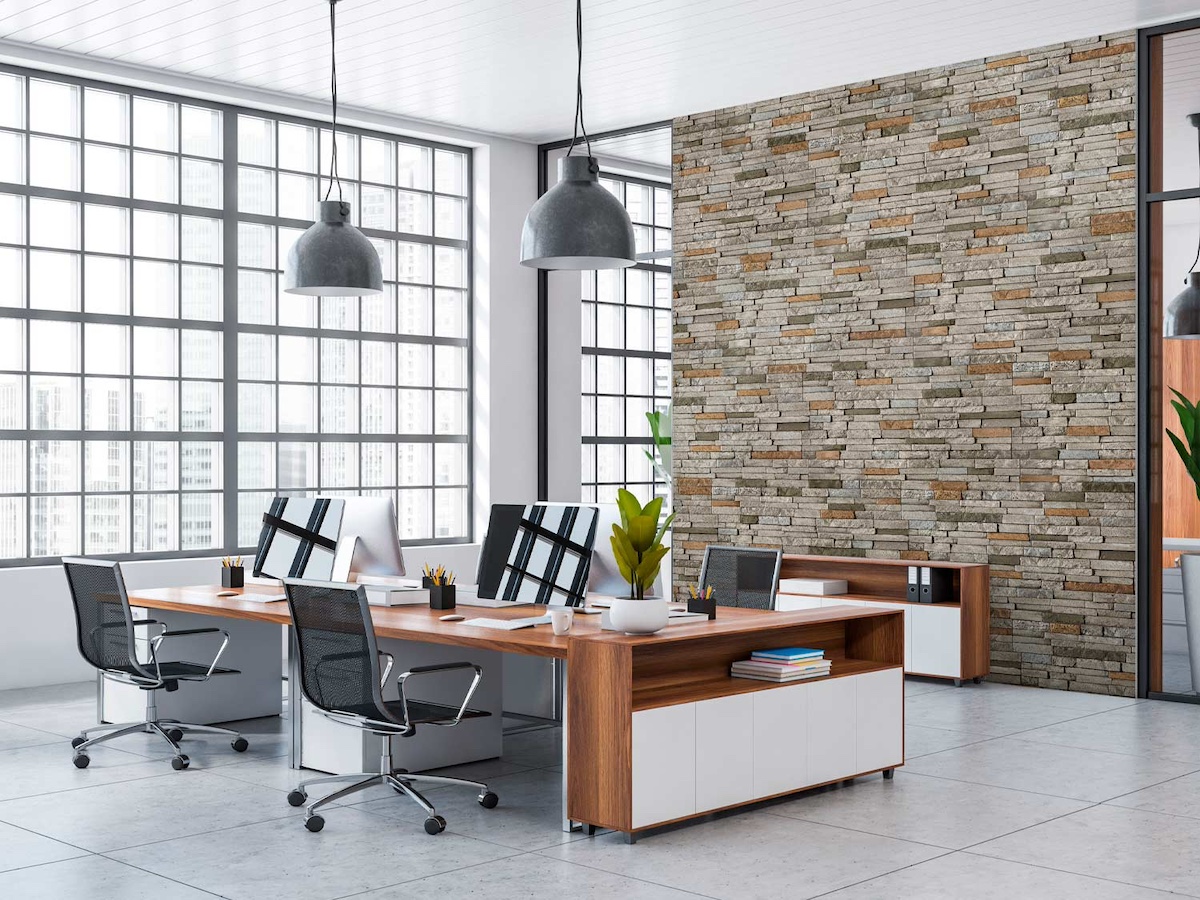 Office space Somerset Dry Stack Faux Stone Wall Panel in Boston