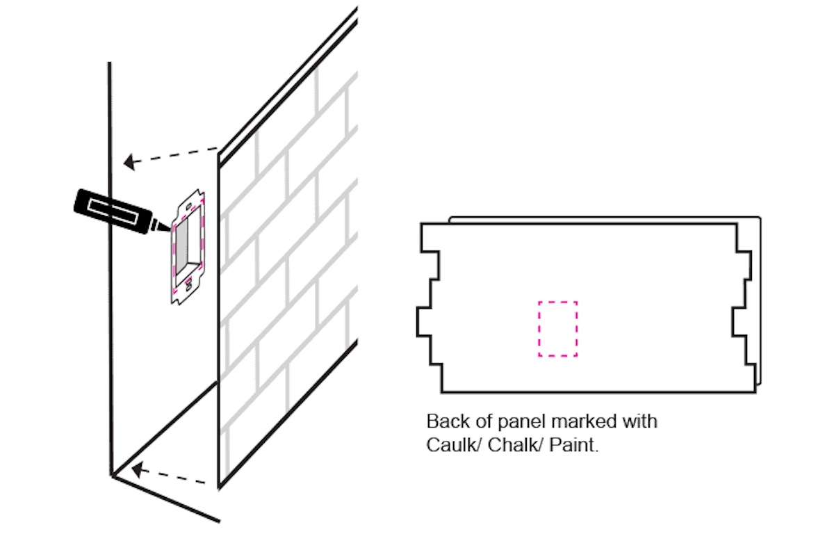  Marking the back of a panel to create a cutting outline for an outlet